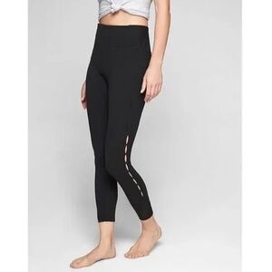 Athleta Black High Rise Peekaboo Mesh 7/8 Leggings